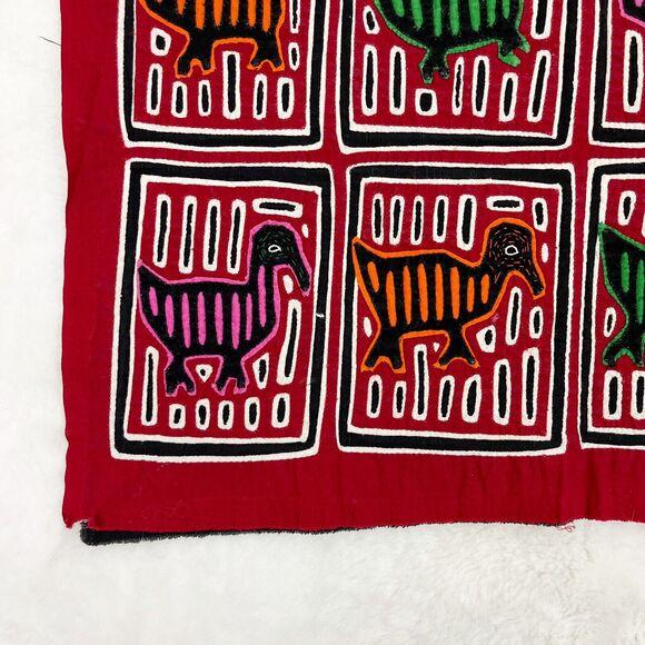 Vintage Panama Kuna Nola Folk Art Reverse Applique Ducks Hen Pattern Wall Decor - Picture 3 of 8